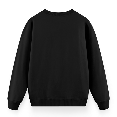 Oversize Sweatshirt Unisex Siyah - Arka