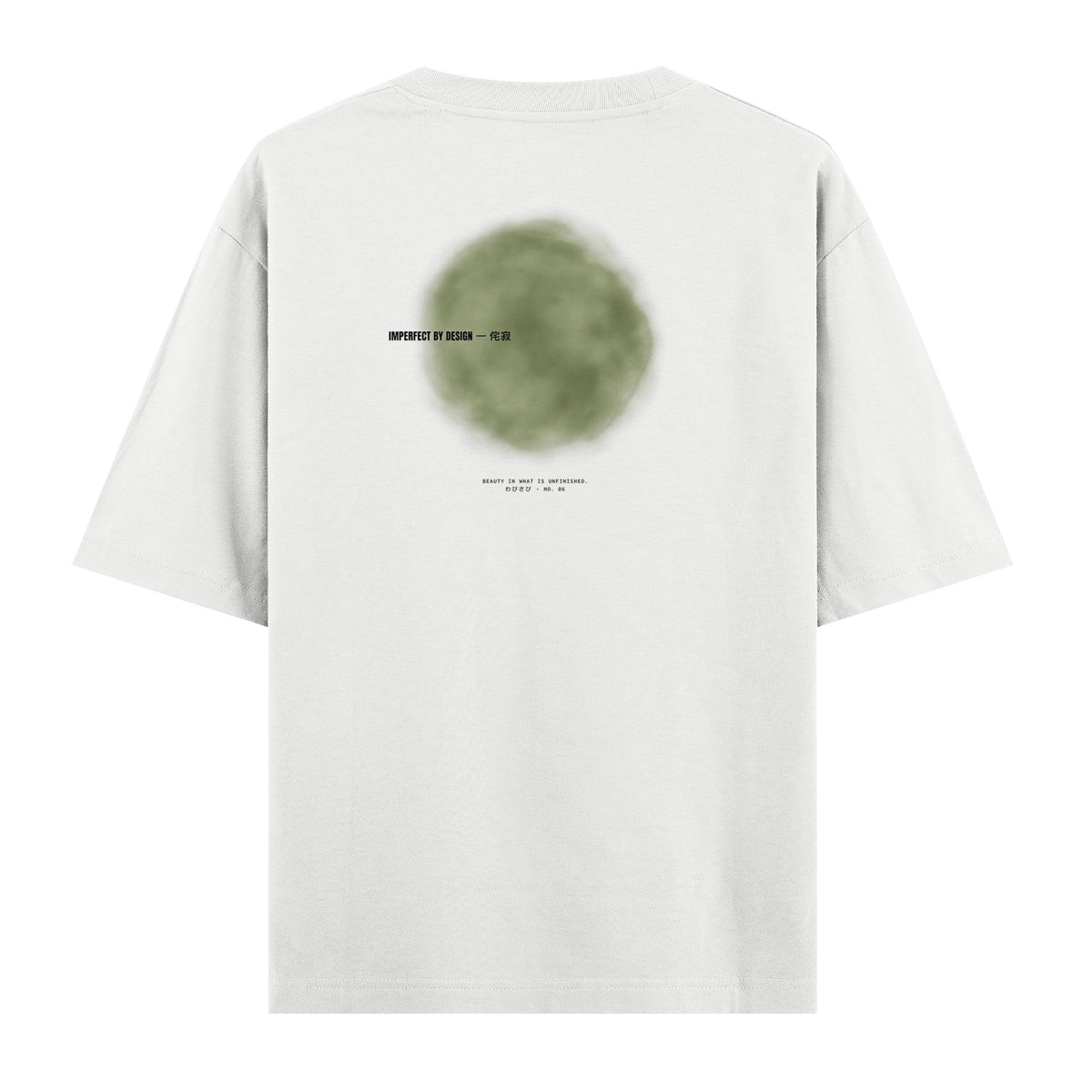 Imperfect By Design baskılı beyaz oversize tişört – sırt baskısı